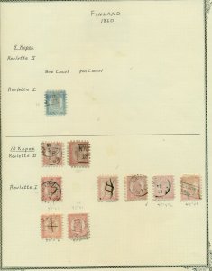 FINLAND 1860's Study Group of 61 early Serpentine Rouletted stamps (#'s 4/10)