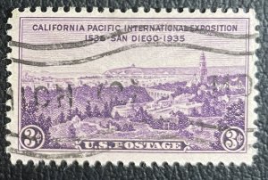 US #773 Used F/VF - 3c California Intl Expo San Diego 1935 [US26.6.1]