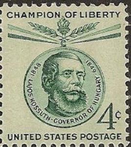 US 1117 Champion of Liberty Bust of Kossuth on Medal 4c single MNH 1958