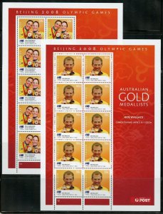 AUSTRALIA 2008 GOLD MEDAL WINNERS set of 14 MINIATURE SHEETS OF 10 EACH  MINT NH