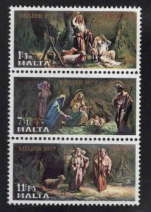 MALTA  Scott B27-29a MNH** 1977 Nativty semi-postal stamp triptych