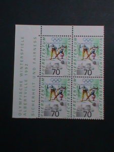 ​LIECHTENSTEIN-1991 SC#973  WINTER OLYMPIC ALBERTVILLE- BLOCK OF 4   VERY FINE