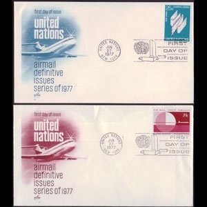 UN-NEW YORK 1977 - FDCs - C22-3 Flight Set of 2