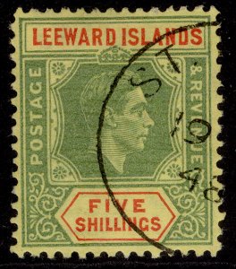 LEEWARD ISLANDS GVI SG112b, 5s green & red/yellow, VERY FINE USED. Cat £22. CDS