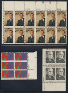 39 diff. 8c plate blocks MNH - starting at face
