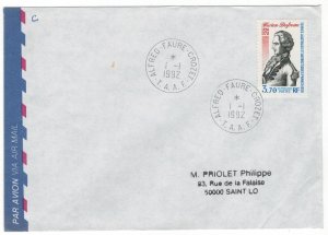 TAAF France Antarctica 1992 Cover Stamps Scott 170 Alfred Faure Crozet