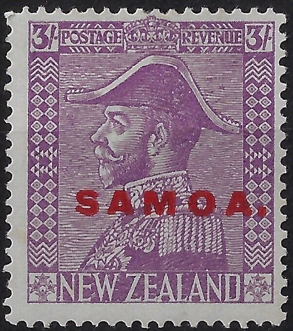 Western Samoa 1926 KGV NZ 3/ o/p, SG168/Sc122. Mauve. MH. VF.            (a1825