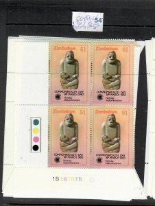 ZIMBABWE  (P2805B)  SC 459-461 PLATE 1B BLOCKS OF 4   MNH 