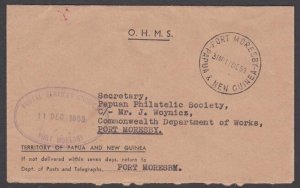 PAPUA NEW GUINEA 1959 OHMS cover ex Postal Services Division Port Moresby...M661