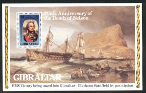 Gibraltar Scott 396a MNH** Nelson HMS Victory 1980 sheet 