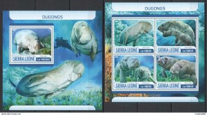 2017 Sierra Leone Dugongs Mammals Fauna Marine Life #8575-8+Bl1244 ** Fd0183