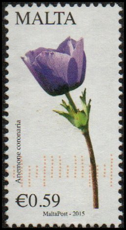 Malta 1533 - Used - 59c Poppy Anemone (2015) (cv $1.30)