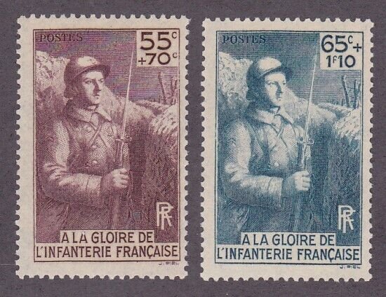 France B71-72 MNH 1938 French Soldier Monument for Infantrymen Set of 2 VF