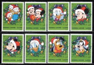 Sierra Leone #2069-76 ~ Cplt Set  8 ~ Disney Christmas Characters ~ MNH  (1997)