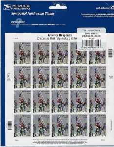 B2 FIREMEN HEROS RAISING FLAG FULL MNH SHEET OF 20 STAMPS IN POST OFFICE PACKAGE