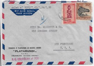 Usumbura, Ruanda-Urundi to San Francisco, Ca 1952 Airmail (51249)