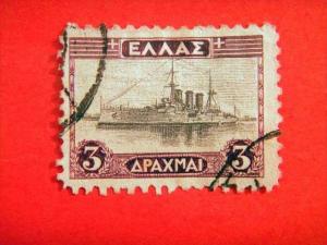 GREECE, 1927, used 3d. Cruiser ?Averoff?; 