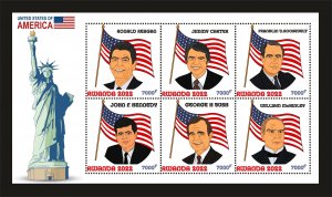 Stamps. USA Ronald Reagan, 16 stamps  perforated 2023 year Burkino Faso NEW