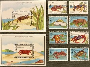 1990 Nevis marine life crabs set+2s/s MNH 087