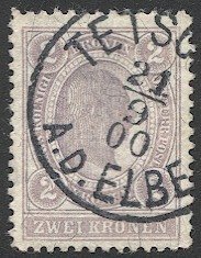 AUSTRIA 1899  Sc 84  2k Used VF, TETSCHEN / A.D. ELBE Czech postmark/cancel