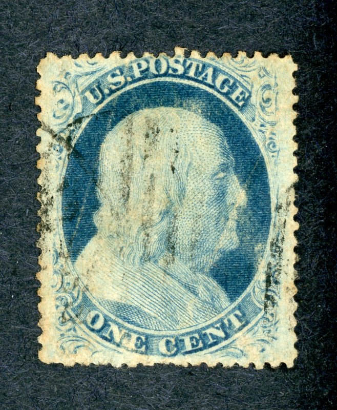 #24 – 1857 1c Franklin. Used. VF