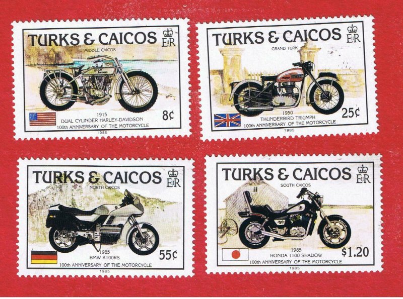 Turks & Caicos Islands #690-693  MVFLH OG  Motorcycles   Free S/H 