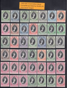 1953 QE II CORONATION OMNIBUS Complete Set of 106 Stamps, Mint OG NH