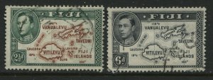 Fiji KGVI 1940 2 1/2 d and 6d (180 degrees) used