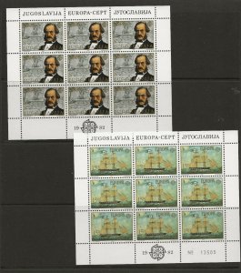 Yugoslavia 1982 Europa sg.2016-7 set of 2 in sheets of 9  MNH