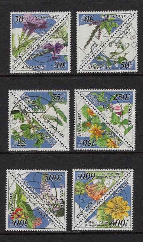 Surinam  #998-1009  cancelled   1995 medicinal plants in pairs