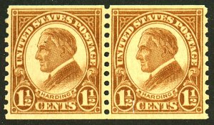 U.S. #598 MINT PAIR OG HR