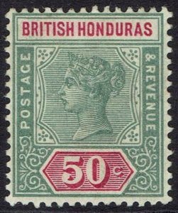 BRITISH HONDURAS 1891 QV TABLET 50C