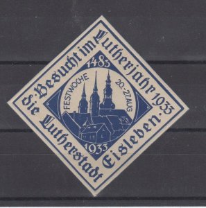 German Tourism Stamp- Eisleben Visit Luther's City in Luther's Year, 1933- MNH