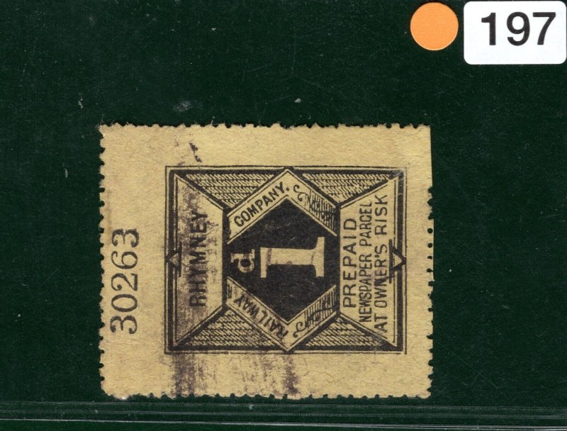 GB Wales RHYMNEY RAILWAY Newspaper Parcel Stamp 1d Used YOW197