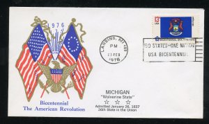 US 1658 American Bicentennial -  Michigan UA Al Tag Boerger cachet FDC 