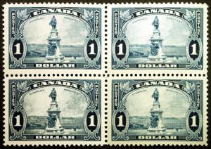 Canada #227 $1 Blue 1935 Champlain Statue *MNH* Block of 4 Gem Fresh CV $600+
