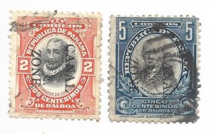 PANAMA 1909 OVERPRINTED CANAL ZONE FERNANDEZ DE CORDOBA J. AROSAMENA 2 VAL USED