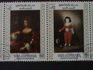 ​SOUTH ARABIA-WORLD FAMOUS PAINTINGS STRIP VF-FANCY CANCEL LAST ONE