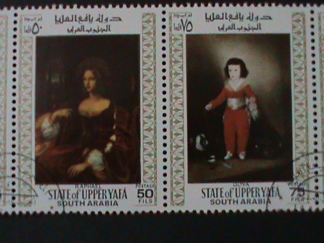 ​SOUTH ARABIA-WORLD FAMOUS PAINTINGS STRIP VF-FANCY CANCEL LAST ONE