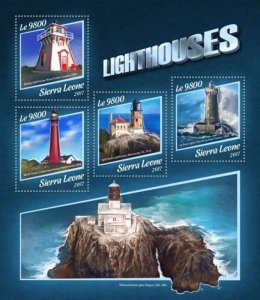 Sierra Leone - 2017 Lighthouses on Stamps - 4 Stamp Sheet - SRL17910a