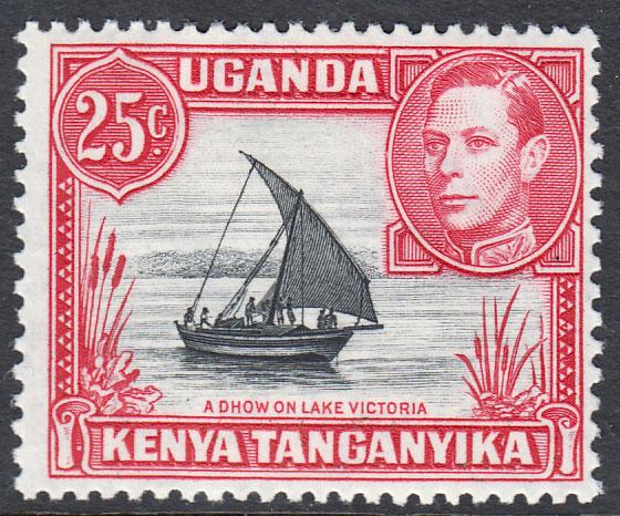 Kenya Uganda Tanganyika KGVI 25c Black Carmin-Red SG140 Mint