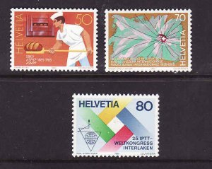 Switzerland-Sc#757-9-unused NH set-Telephone-Telegram-1985-