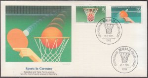 GERMANY (BERLIN) Sc # 9NB221-2 FDC SPORTS, BASKETBALL and TABLE TENNIS