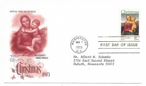 US 1507 8c Christmas Madonna on FDC Artcraft/ PCS Cachet Variety Unadd ECV $6.00