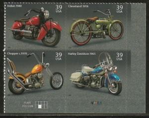 US Stamp #4085-8 MNH - Motorcycles Issue Plate Block of 4