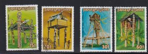 Papua New Guinea # 616-619, Ritual Structures, Used Set, 1/2 Cat.