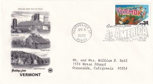 2002, Greetings from Vermont, PCS, FDC (E11339)