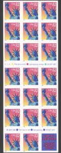 1997 US SCOTT#3122a 32c Statue of Liberty, Booklet Pane of 20 MNH