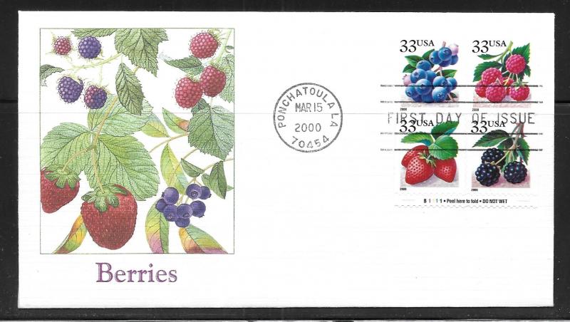 USA Scott #3294a-97a Berries Fleetwood Cachet FDC (z1)