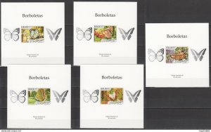 Lx527 Imperf 2016 Mozambique Fauna Insects Butterflies Uv Cardboard 5Bl Mnh